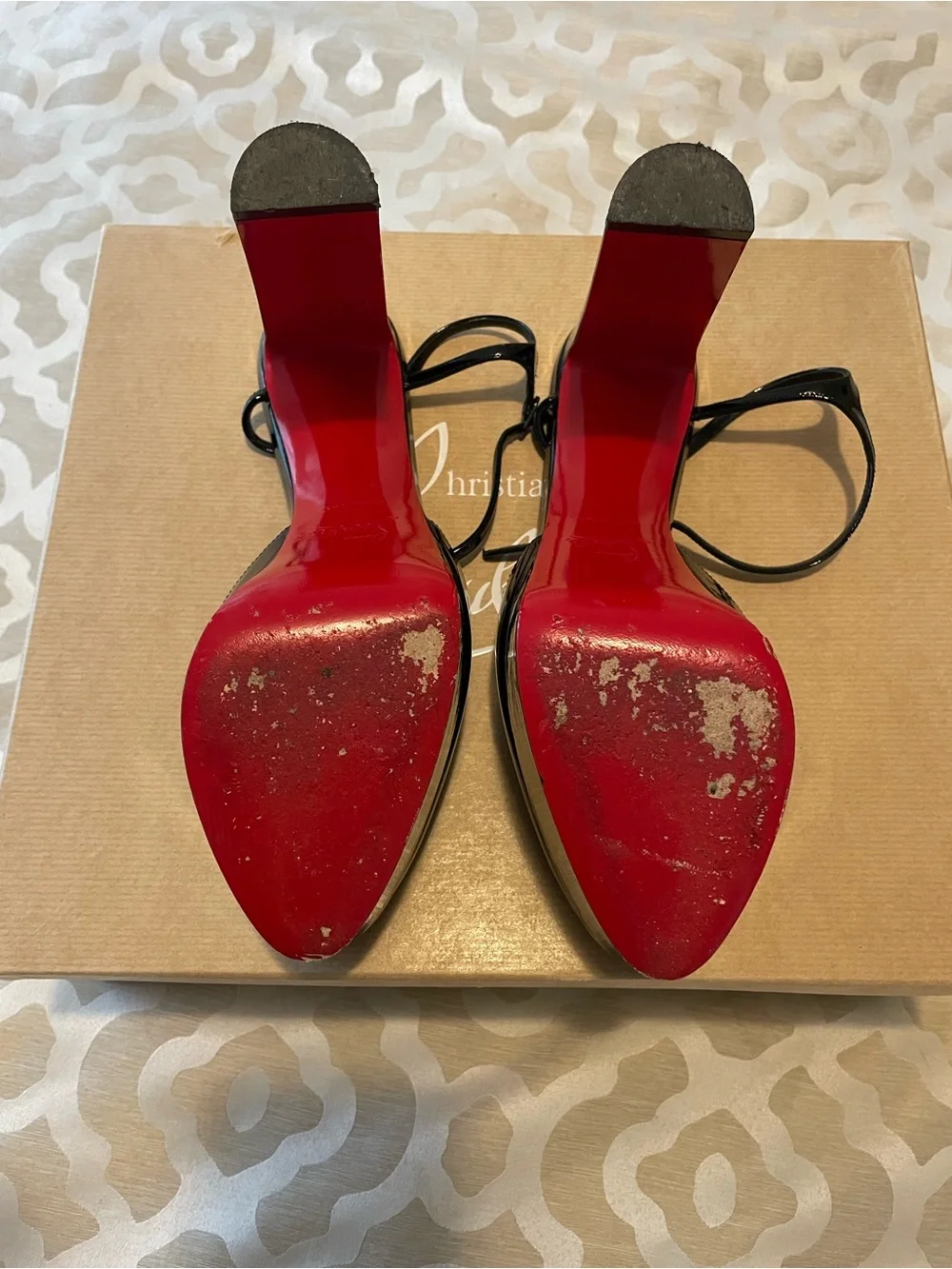 Christian Louboutin Loo Pump 130 Patent Leather in Black AUTHENTIC
